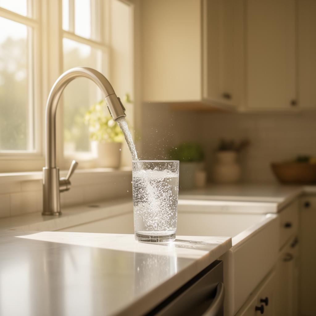 A clear glass of fresh filtered water